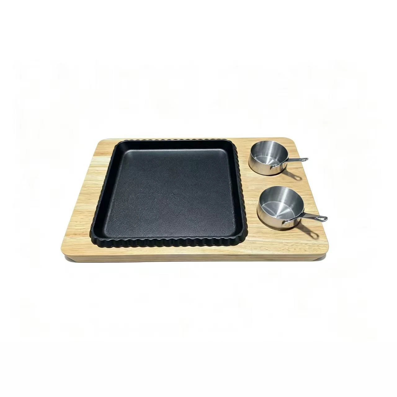 Cast iron grill pan for barbecue, suitable for electric stoves, Korean-style, durable, non-stick, 2-piece set
