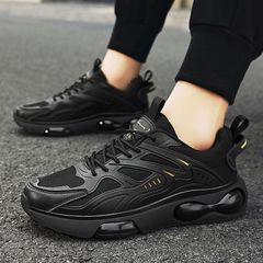 Air cushion running shoes for men 2024 new low-top lace-up black Mamba running shoes with mesh thick sole daddy shoes cross-border