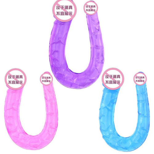 Double-headed dragon crystal transparent penis gay U-shaped anti-real masturbation device female appliance head dragon penis orgasm device