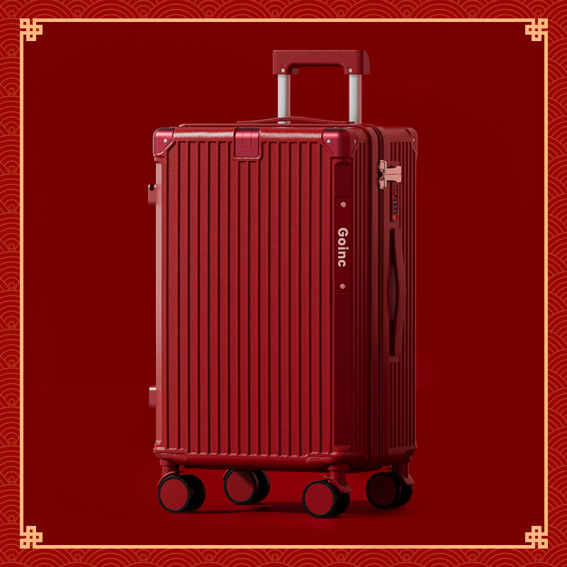 Maleta roja de bodas de 20 pulgadas, caja de tracción de bodas de gran capacidad, caja de contraseña de boda 28