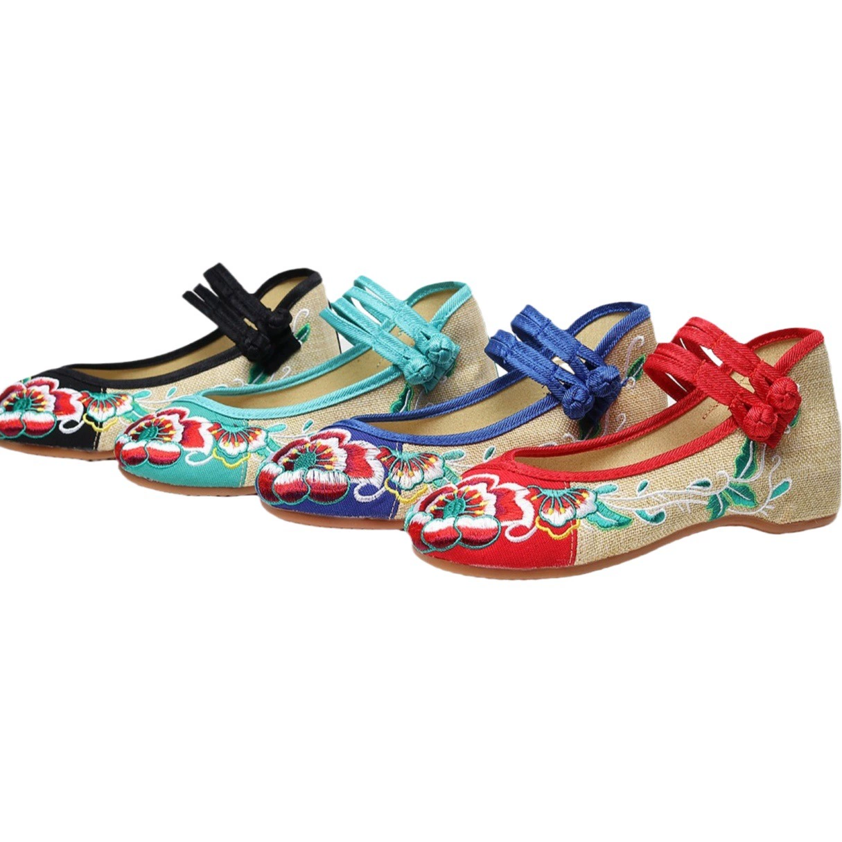 Тканевые туфли с мягкой вышивкой и сухожилой подошвой, весна-осень, круглый носок, низкий каблук, парусиновые туфли с низким ртом, Женская Однослойная обувь