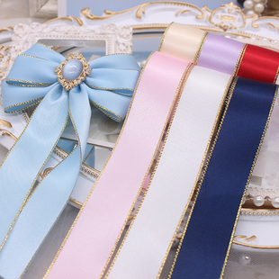 2.5cm wide gold edge ribbon ribbon ribbon diy bar bow hair accessories headdress gift packaging materials