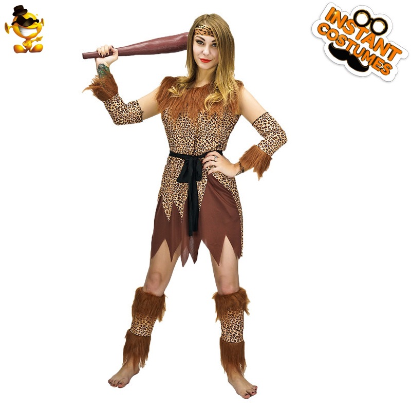 Halloween adulto niña grande cueva hombre primitivo salvaje traje etapa rendimiento ropa de fiesta Cosplay traje