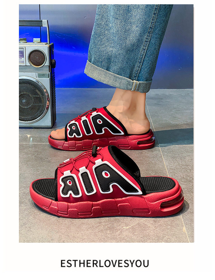 Dép lê đế dày chống trơn kiểu thể thao ngoài trời, form unisex size lớn — màu xám, màu đỏ, quần kaki, trắng chi tiết 13