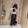 Sports suit, summer clothing, children's trousers for leisure, set, with short sleeve, suitable for teen