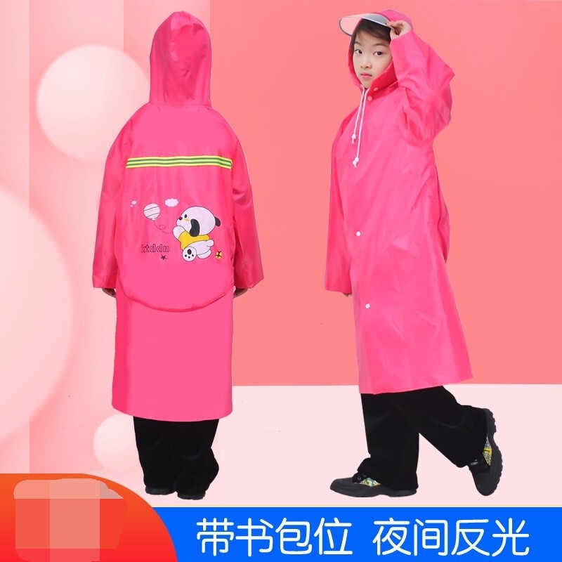 Children's Raincoat for Elementary School Students, Waterproof Cartoon Design with Backpack Space and Hood, Breathable One-Piece Rain Poncho for Older Kids and Teenagers