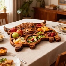 亚马逊新Highland Cow Wooden Charcuterie Board高地牛熟食托盘
