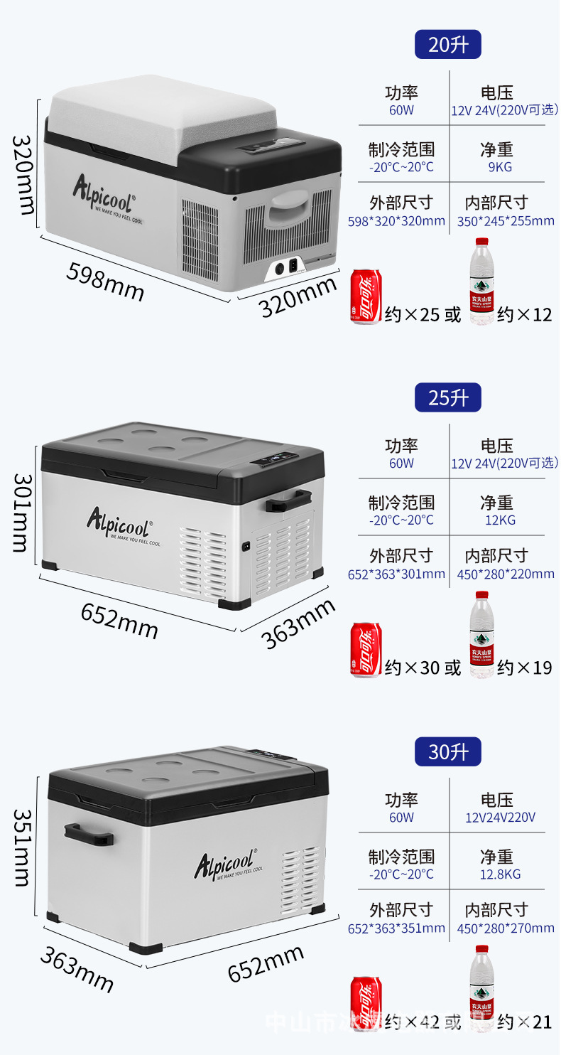 Ice Tiger Compressor Car Refrigerator Refrigeration 15L-40L Car Home Dual Use 12v24v Small Refrigeration