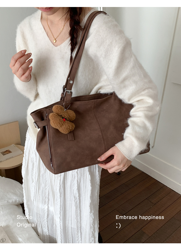Niche Handheld Shoulder Bag New Zipper Large Capacity Tote Bag Trendy_voghion.com