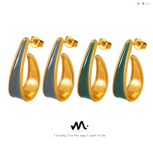 韩系韩版新款ins风潮几何型滴油耳环时尚个性钛钢百搭耳饰饰品女