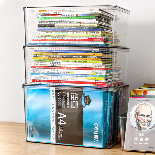 Transparent storage box organizing book box with lid moisture-proof sealed storage box storage box large book plastic storage box