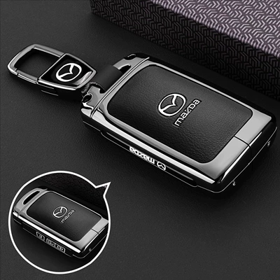 Static Rod/Key Bag, Suitable for Mazda Cx4 - type-c-key-black-leather-car-logo-buckle