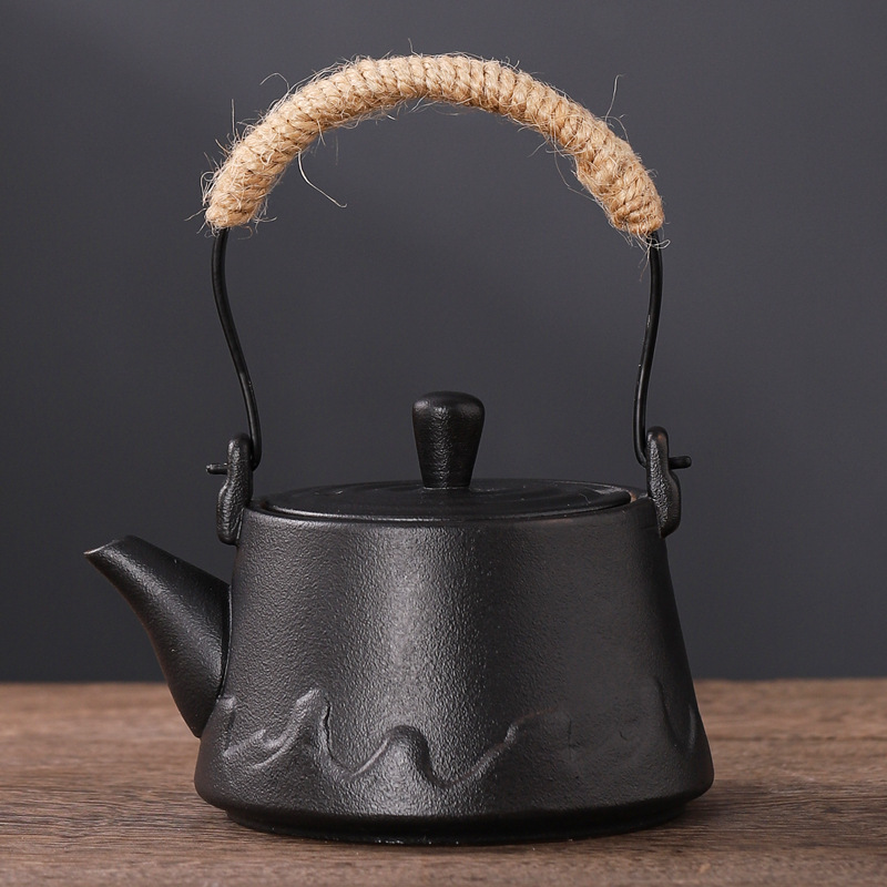 黑陶提梁壶家用小容量功夫泡茶壶日式风单个陶瓷防烫高颜值茶壶