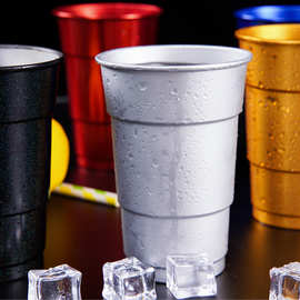 户外氧化铝杯子丝印加印logo啤酒杯卷边铝制杯 可回收食品级铝杯