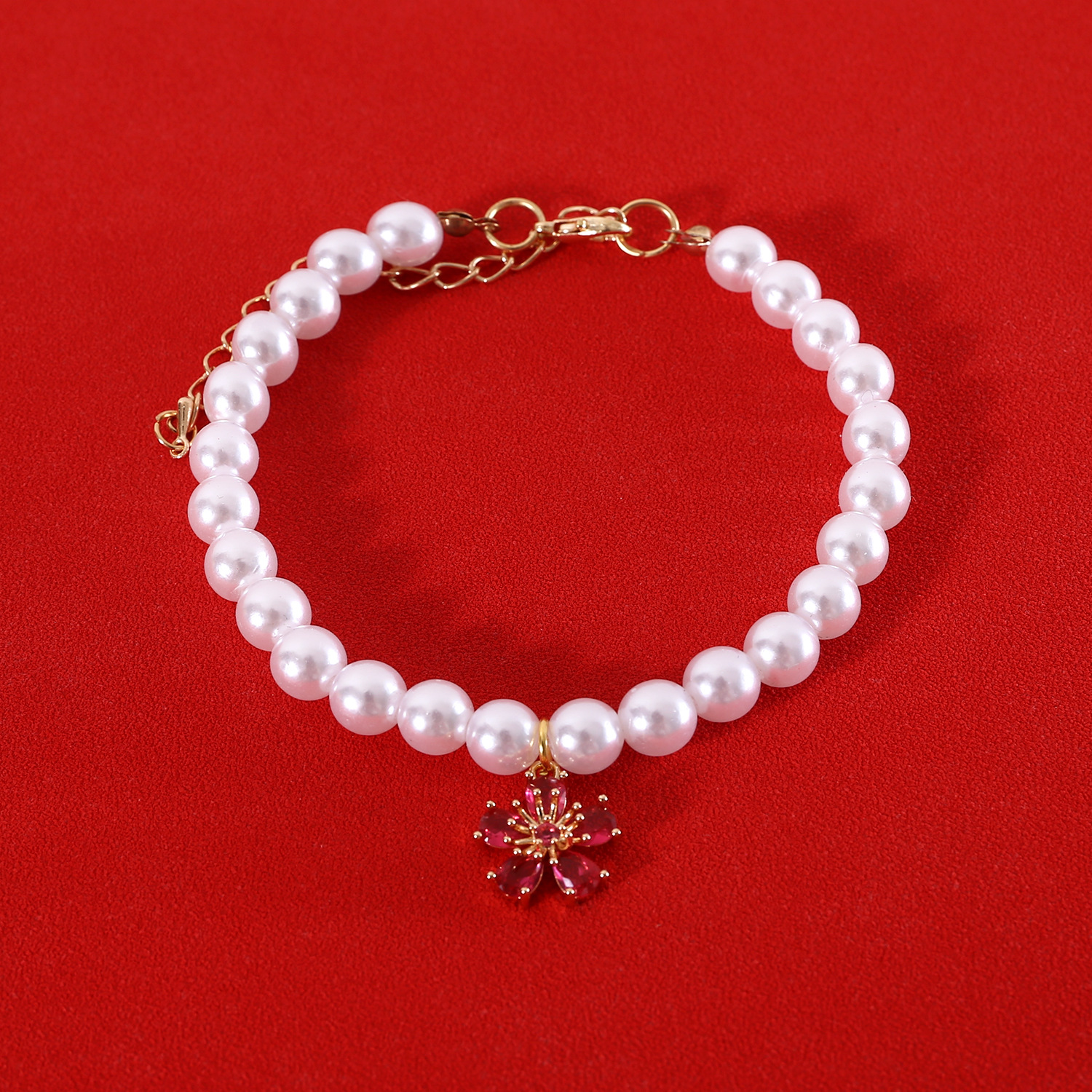 Perla colgante flor de zircon collar de perla gato que oso cumpleaños perla collar de margarita collar boda