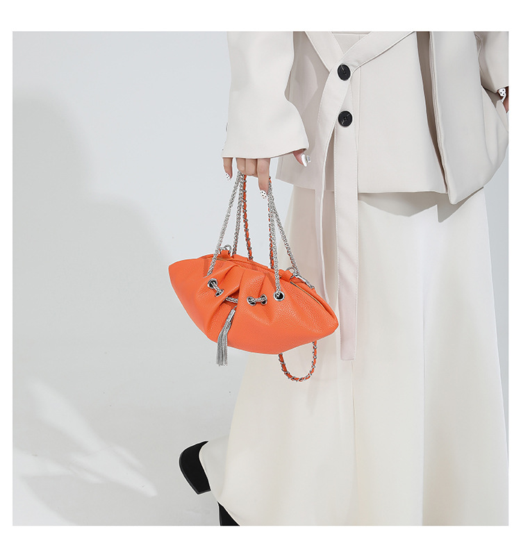 Women's Medium Pu Leather Solid Color Streetwear Dumpling Shape String Crossbody Bag display picture 9