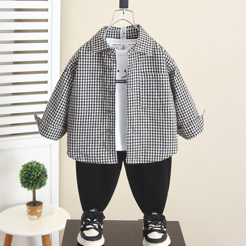 7008 chaqueta de camisa de algodón de clip para niño 2025 nueva camisa de abrigo grueso de invierno para niños