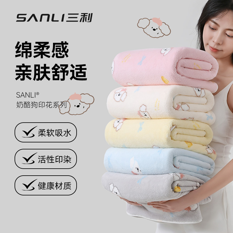 Sanli Towel Coral Fleece Bath Towel Home Cartoon Bath Towel Increase 90*170 Printed Bath Towel Adult Bath Towel