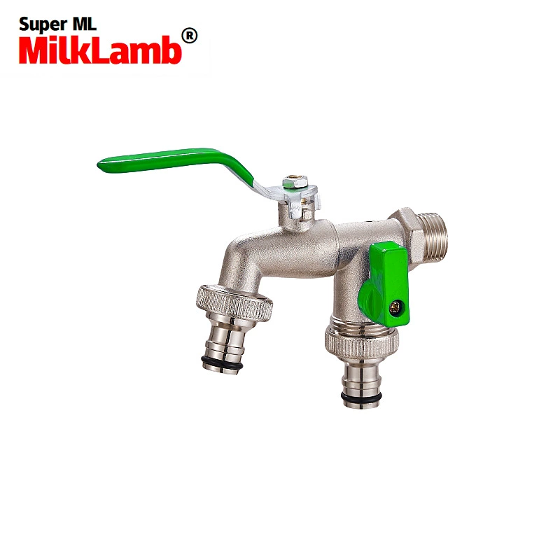 Трансграничная специальная садовая двойная водосборная насадка из цинкового сплава, одна в двух, двойной ниппель, ленточный кран [Зеленый]