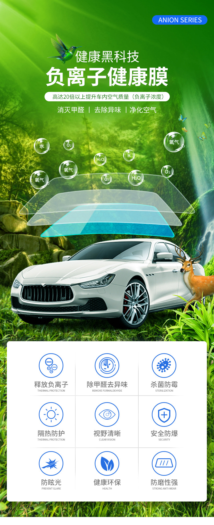 New Negative Ion Nano Ceramic Insulation Film Office Villa Home Window One-way Glass Film Sunscreen Film