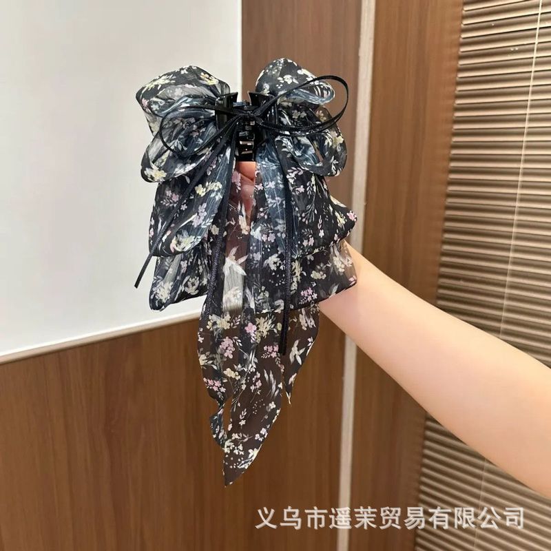 轻奢气质黑色蝴蝶结泡泡抓夹女2025高级感后脑勺发夹鲨鱼夹子头饰|undefined