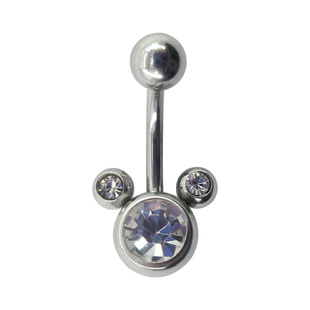 Mickey Mouse Belly Button Ring Mickey Belly Button Stainless Steel Ball Diamond Button Cross-border Body Piercing Jewelry