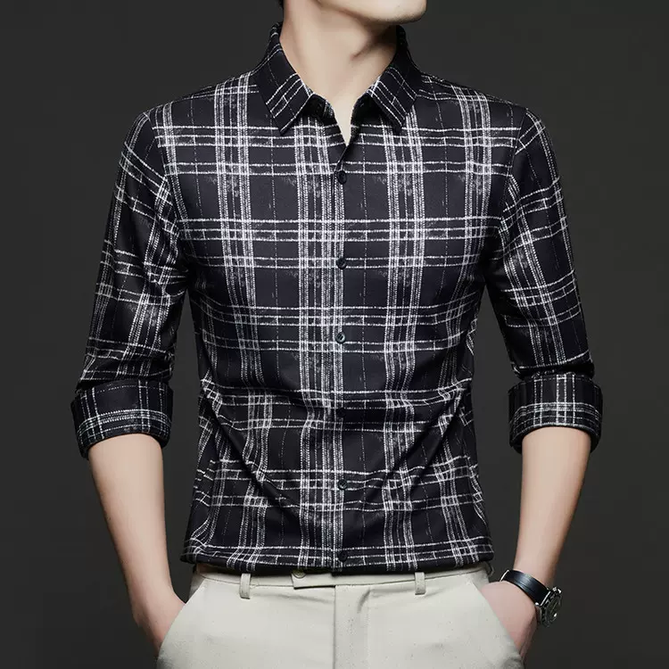 2026年批发男装衬衫商务通勤抗皱免烫衬衣格子衬衫外套时尚百搭