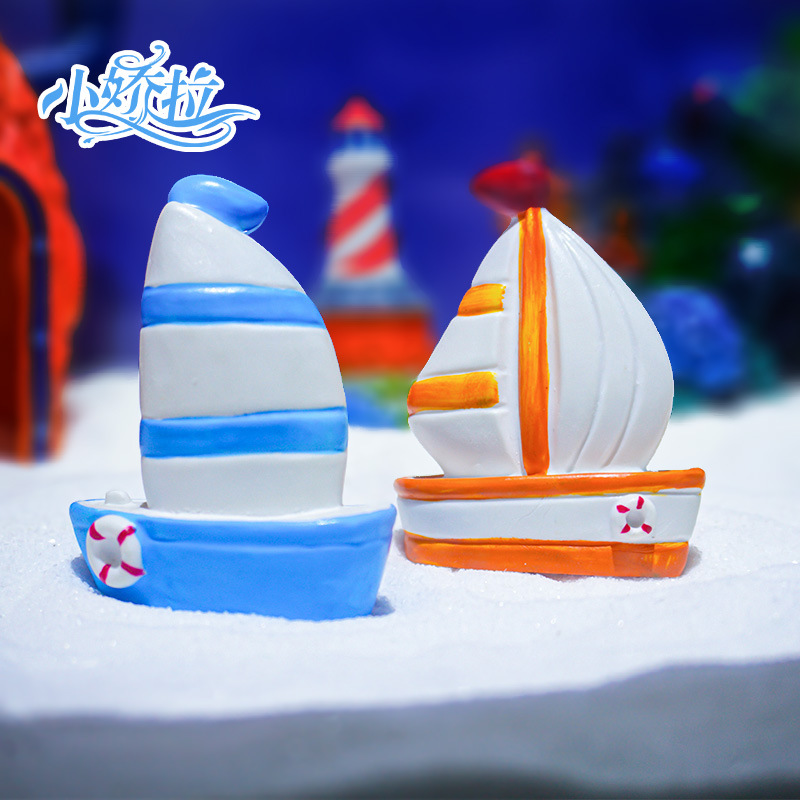 Velero en miniatura para paisajismo, adorno para acuarios, barco de simulación de estilo japonés, juguetes al por mayor, regalos creativos
