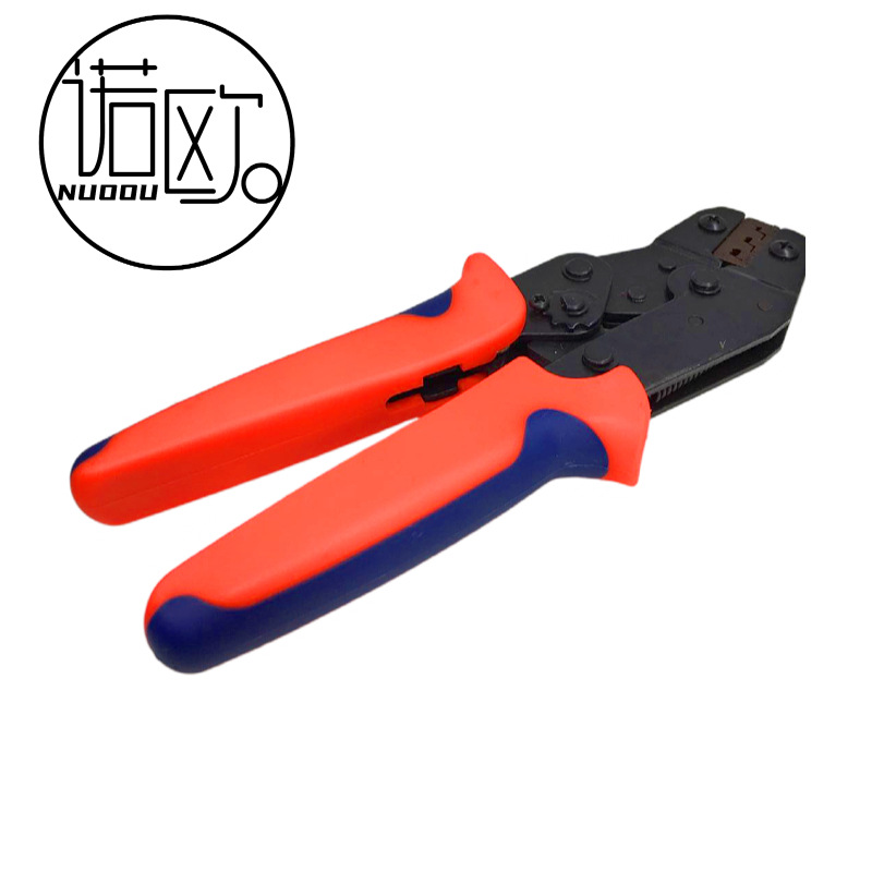 光伏太阳能压线钳棘轮式7寸端子压接钳迷你冷压裸端子压夹线钳