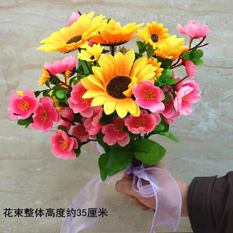 Reunión deportiva, actividades estudiantiles, baile, flores falsas coloridas, flores de plástico, flores de seda, baile, accesorios, ramo de simulación