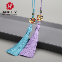 8 cm Cloisonné Dragon Head Ornament with Tassel, Keychain Pendant for Hanfu Waist Belt, Collar Fastener, Handheld Charm Accessory