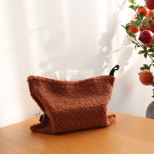 Beautiful element circle velvet household living room tissue bag Nordic Teddy velvet desktop tissue set paper box tissue box