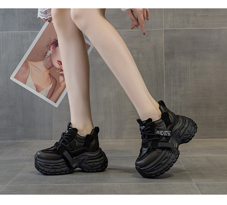 Giày sneaker nữ đế dày chunky phong cách thể thao, tăng chiều cao, phối hợp nhiều trang phục — Đen 5019, Nâu 5019, Ngọc trai 5019 chi tiết 9