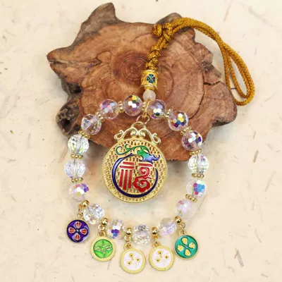 Crystal Five-Path Fortune God Car: Car hanging - cloisonne-fu
