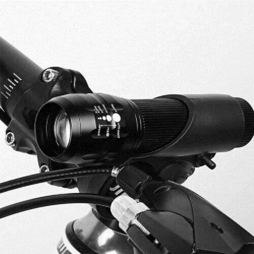 Cross-border portable retractable focus aluminum alloy flashlight bicycle accessories LED strong light outdoor long-beam lighting