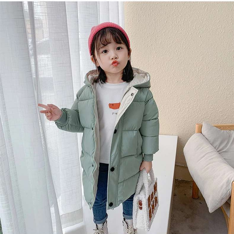 Chaqueta de algodón estilo coreano para niños de otoño e invierno, abrigo de algodón de longitud media para niños y niñas, grueso y cálido.