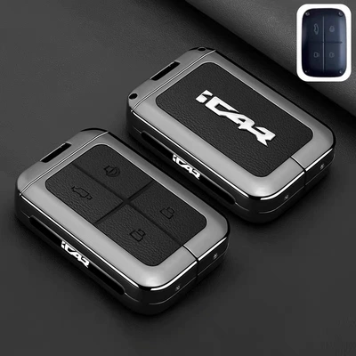 pickup physical Bluetooth remote control protective | Car key bag - black-leather-single-shell