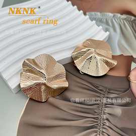 欧美跨境新款褶皱荷叶不规则个性比基尼胸前连接扣内衣泳衣装饰扣