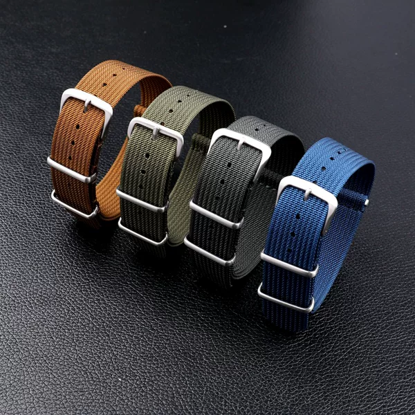 NATO One-piece Nylon Woven Canvas Strap Solid Color Nylon Woven Strap Wholesale 18-22mm