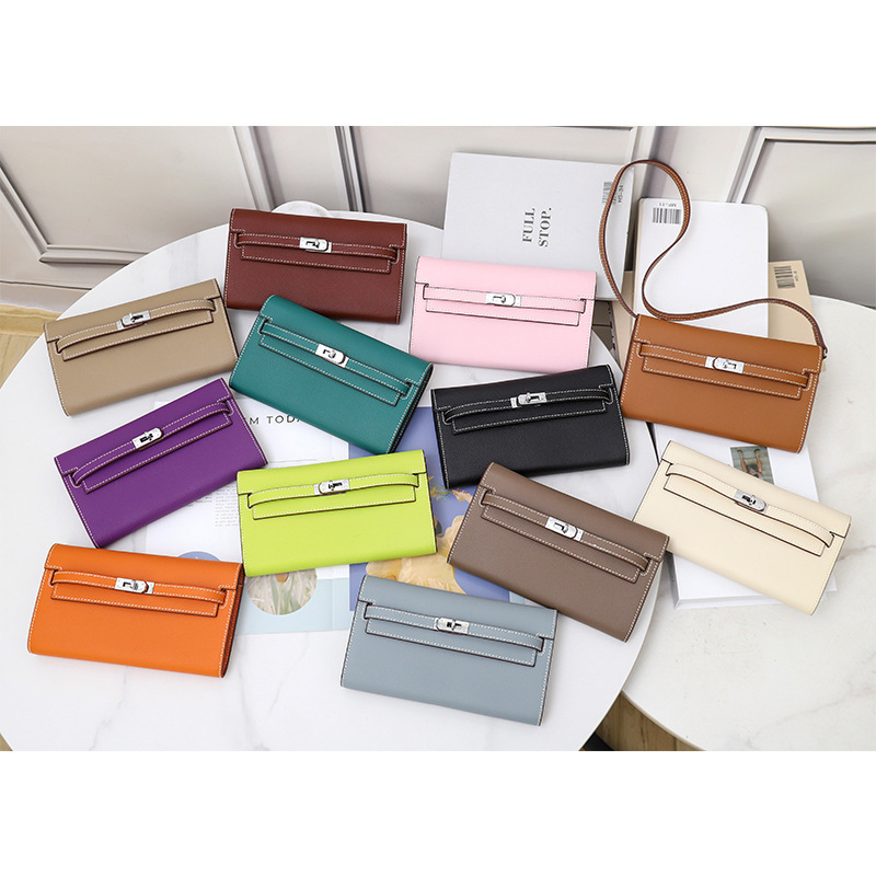High-End Cowhide Palm-Pattern Kelly Wallet, Women's Long Genuine Leather Clutch, New Style Shoulder Crossbody Bag, Underarm Small Bag High-End Cowhide Palm-Pattern Kelly Wallet, Women's Long Genuine Leather Clutch, New Style Shoulder Crossbody Bag, Underarm Small Bag