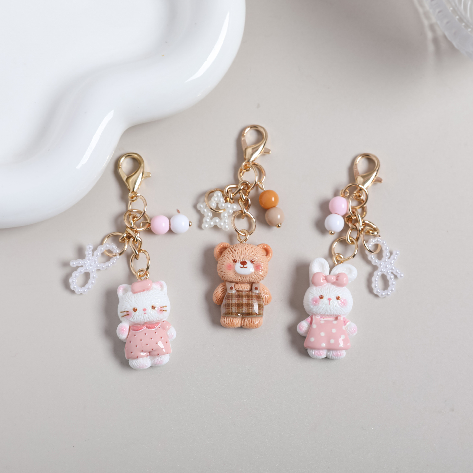 Cute Kitten, Bear, Bow Keychain, Sweet Wallet Pendant, Ledger Pendant, Mobile Phone Chain