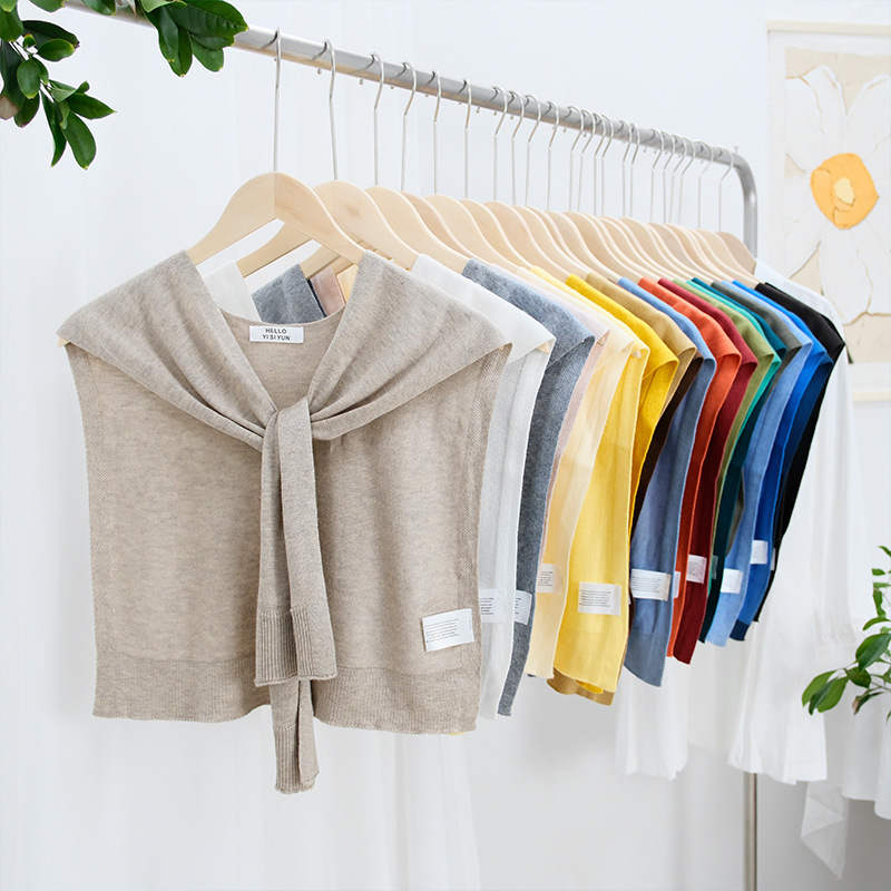 Korean Style Solid Color Knitted Wool Shawl Women's Decorative Fashionable Office Air-conditioned Room Shoulder Scarf