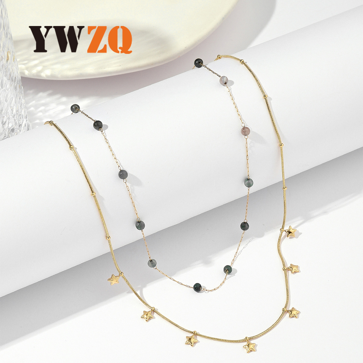Double Layer Gold Titanium Steel Necklace For Women Elegant Style_voghion.com