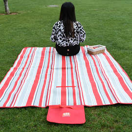 专业批发双面绒印花复合PEVA防水防潮郊游野餐垫便携式草坪垫
