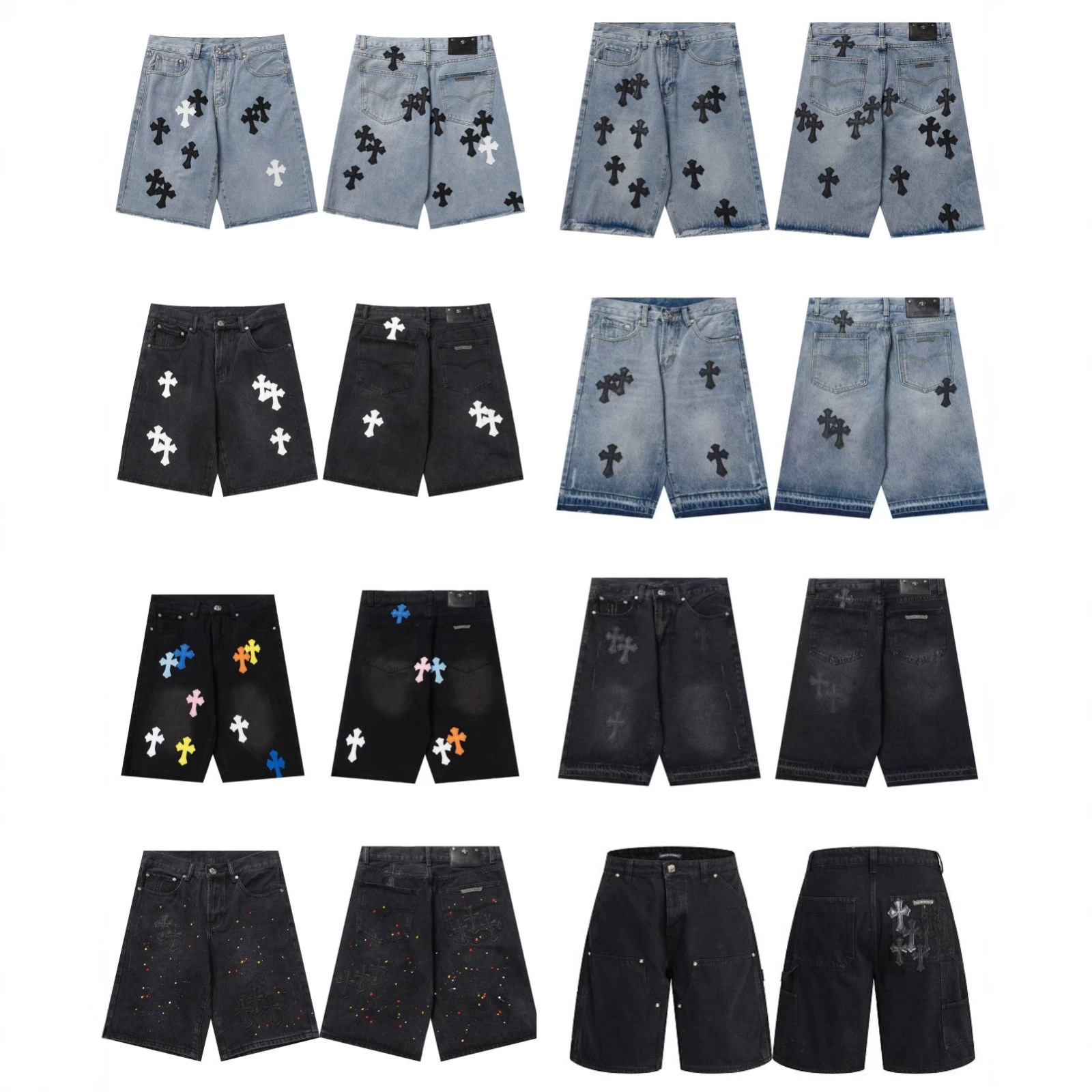 Cross-border exclusive supply of the correct version of the new CH Crocodile brand's leather cross-strap fashion shorts, unisex casual and versatile.