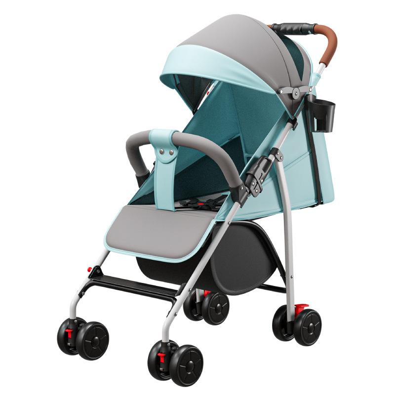 Cochecito de bebé al por mayor puede sentarse y mentir ligero plegable bebé niños de cuatro ruedas paraguas coche con un clic coche colección y entrega de coches