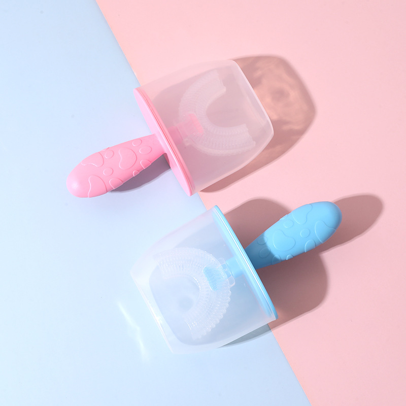 Cepillo de dientes de silicona para niños de 2 a 6 años, cepillo de dientes para limpieza de bebés, cepillo de dientes doméstico para proteger las encías, cepillo de dientes de dibujos animados con forma de U, cepillo de dientes de cerdas suaves.