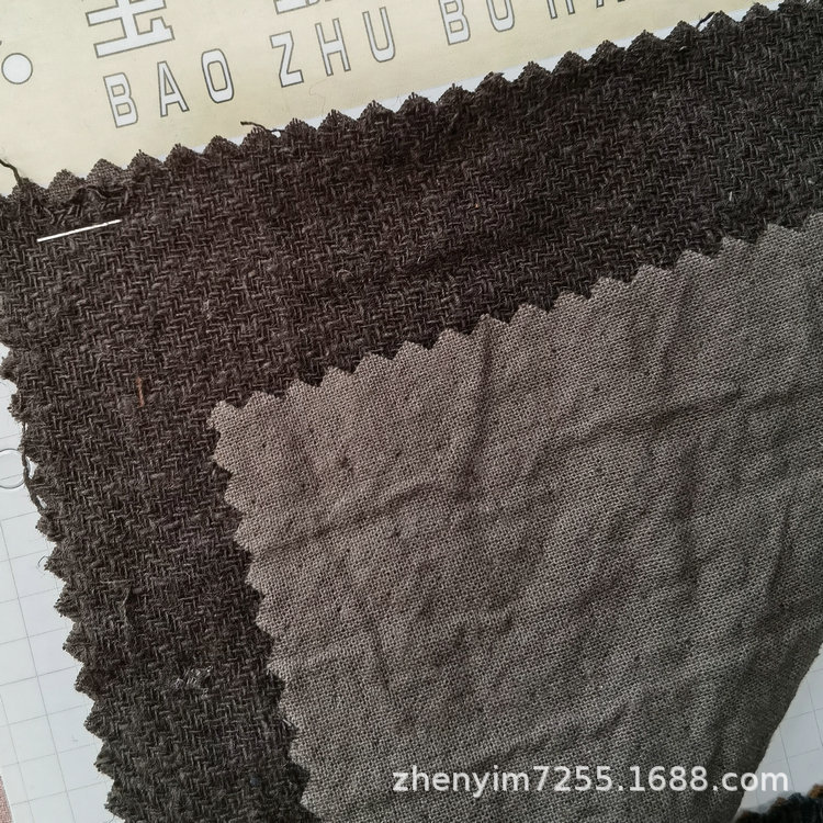 M-497  现货麻棉双层厚料斜纹洗水服装家纺面料