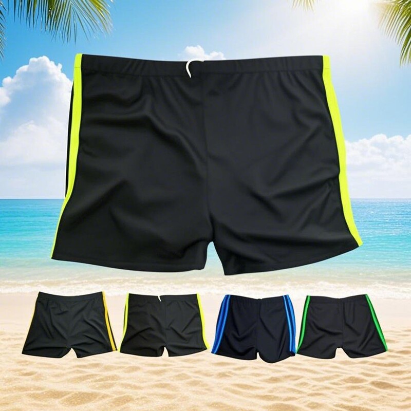 Factory direct disposable hot spring beach water park black boxer swimming trunks men's parallel bars pants fashion swimming trunks