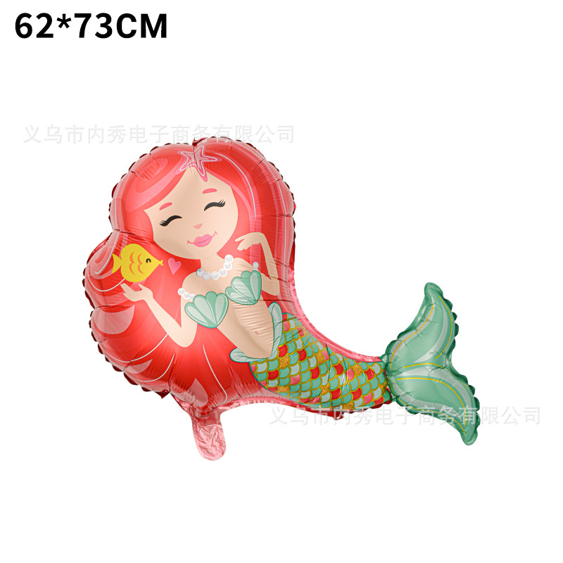 En forma de sirena globo fiesta de cumpleaños decoración de dibujos animados globo cola de pescado forma de concha película de aluminio cuento de hadas marino